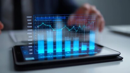 Projected financial chart on a tablet - Powered by Adobe