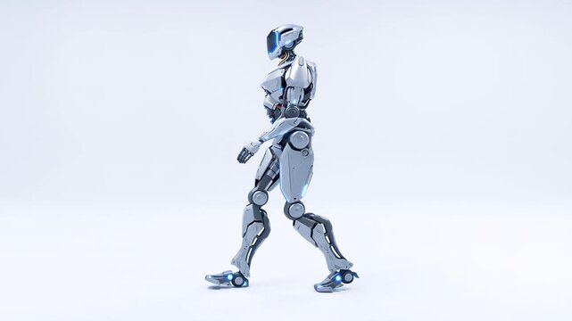 walking robot isolated silhouette bot white background technology white process humanoid