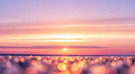 Blurred sunset over a crowd of lights
