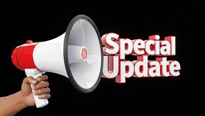 Special Update Announcement with Megaphone Important Information, Breaking News, Urgent Message