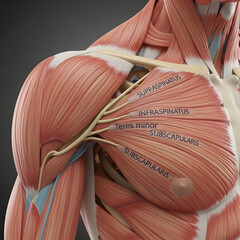 Shoulder Muscles Anatomy Detailed Illustration for Medical Use