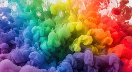 Vibrant rainbow colors exploding in water