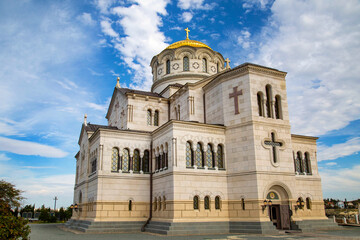 St. Vladimir's Cathedral on a clear sunny day, Chersonesos. Sights of Russia. Architecture of World tourism.