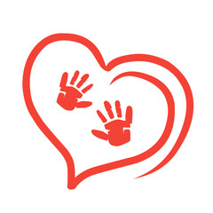 red handprint symbol