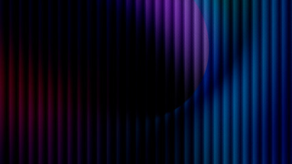 black background with blue cyan and purple striped glow and a circular abstract element