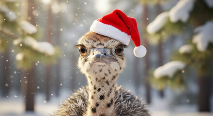 Close Young Ostrich With Red