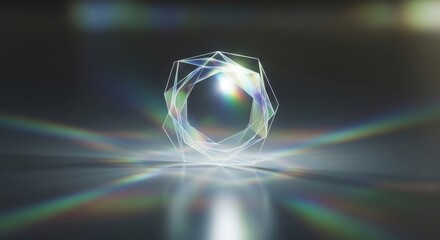 Abstract digital ring of light with rainbow refractions