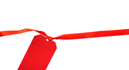 blank red label tag isolated on white