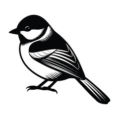 Black capped chickadee silhouette vector icon
