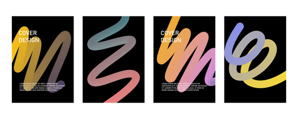 Color Gradient Swirl Lines. Curve Linear Shape Pattern. Vector Abstract Backgrounds with Doodle.