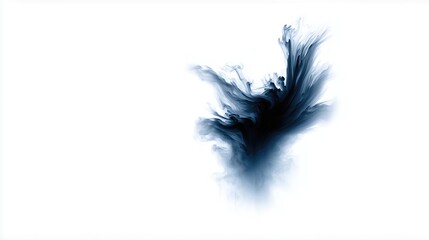 Fototapeta premium Dark Ink Cloud In Water On White Background. Abstract Fluid Movement Used In Design, Creativity, Motion Concepts, Minimalist Visuals Or Science Representation