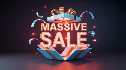 Unwrap incredible savings now with this eye-catching massive sale promotion, perfect for attracting customers and boosting your retail marketing campaign today