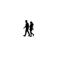 Couple walking together in silhouette art, ideal for romantic designs or modern lifestyle concepts