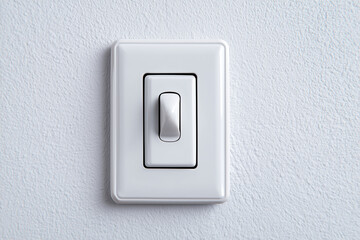 White light switch on white wall background