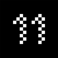 Pixelated Number Eleven on Black logo symbol icon flat stock vector design
