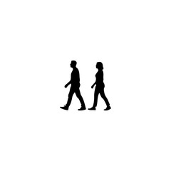 Stylish black silhouette of a couple walking together, ideal for design overlays and artistic compositions
