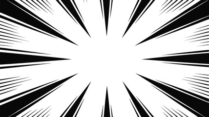 Dynamic black and white radial speed lines for manga comics, action scenes and modern backgrounds creates instant energy and visual impact