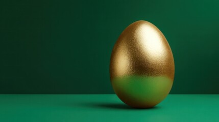 Golden Egg of Prosperity: A radiant golden egg stands elegantly against a backdrop, symbolizing wealth, prosperity, and the promise of new beginnings. A symbol of opulence and fortune.