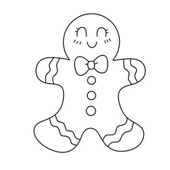 Christmas kawaii line art clipart bundle