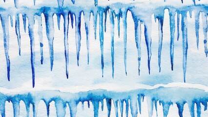 Seamless watercolor pattern with icicles