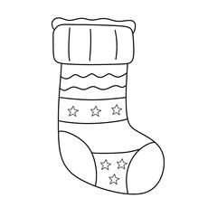 Christmas kawaii line art clipart bundle