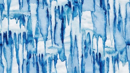 Seamless watercolor pattern with icicles