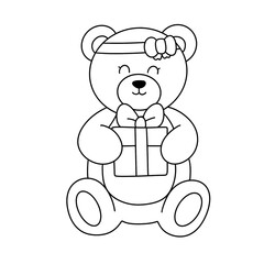 Christmas kawaii line art clipart bundle