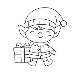 Christmas kawaii line art clipart bundle
