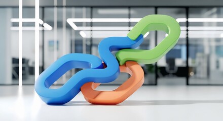 Colorful Chain Links in Modern Office Space