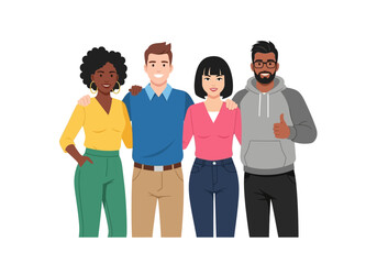 Obraz premium Diverse Group of Friends Posing Together Happily.