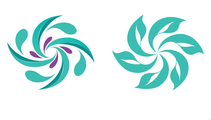 Fototapeta premium Abstract Floral Designs in Teal and Purple on White Background