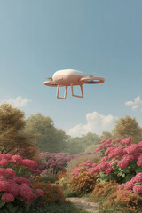 ultrabright drone equipped with ai technology hovers above blooming garden measuring air