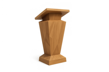 Wooden podium ready for speech, presentation, and public speaking in a convention or conference room