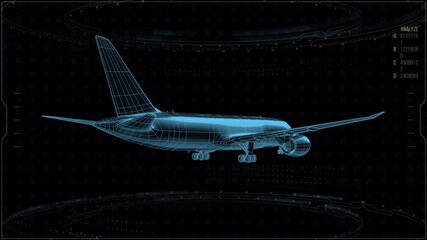 Futuristic Airplane Hologram Display - Technology and Innovation in Aviation. - Powered by Adobe