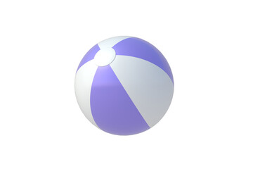 Inflatable beach ball of purple color isolated on white background. Toy for children. Accessories for swimming pool, vacation. 3d render