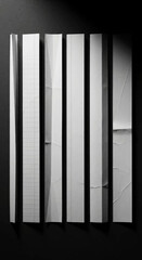 Fototapeta premium Modern abstract composition featuring vertical strips of textured white paper with subtle lines and shadows creating a dynamic minimalist aesthetic