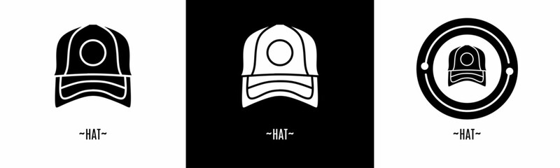 Fototapeta premium Hat logo set. Collection of black and white logos. Stock vector.