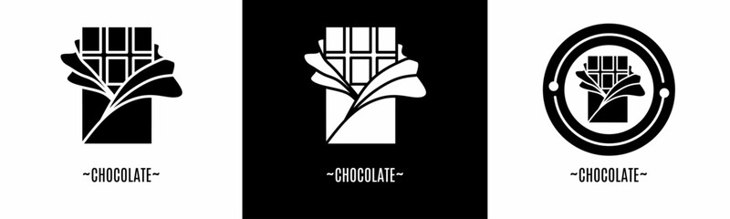 Chocolate logo set. Collection of black and white logos. Stock vector.