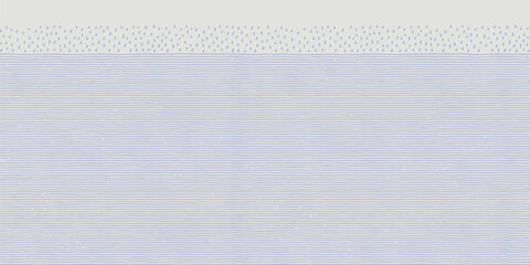 A close up of a white and blue striped fabric with a dotted white border at the top of the image