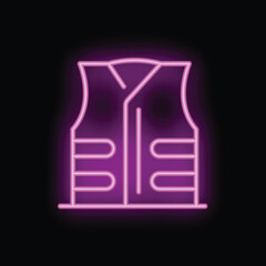 Vibrant neon sign depicting a safety vest, commonly worn for visibility and protection in various industries