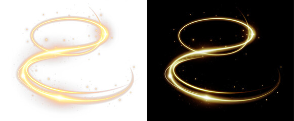 Golden Swirl PNG with Transparent Overlay, Light Effects and Sparkle on transparent background © Александр Куспляк