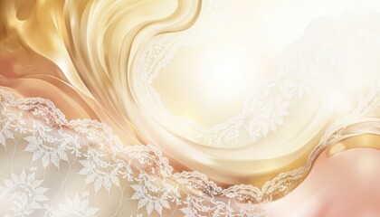 Elegant Cream and Gold Abstract Background with Lace Detail