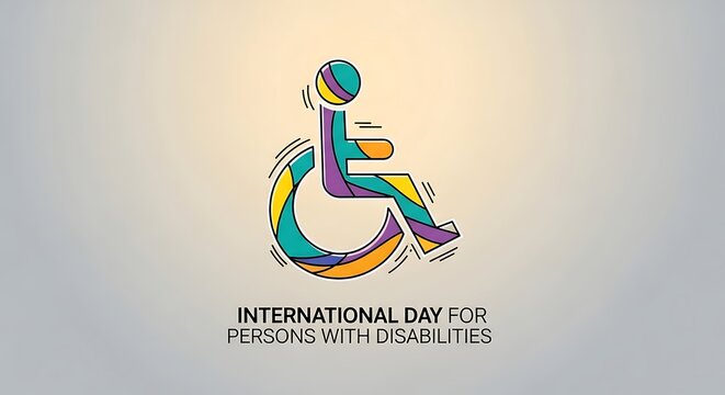 Colorful wheelchair symbol for international day for persons with disabilities design element art