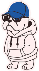 Chill Dog in Hoodie, Sunglasses, and Cap