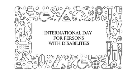 International day for persons with disabilities outlined in a frame of related icons and symbols
