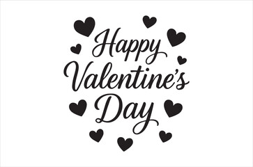 Happy valentines day lettering with hearts and sparkling elements design