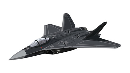 A pixel art depiction of a dark gray stealth fighter jet