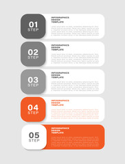 Modern vertical infographic template with five step process. Layout for presentation slides