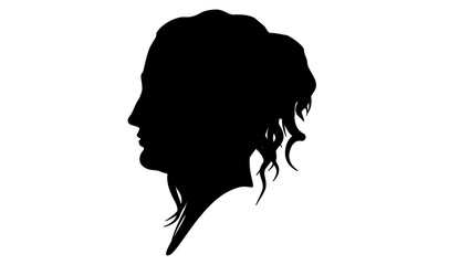 Elizabeth Browning portrait, black isolated silhouette