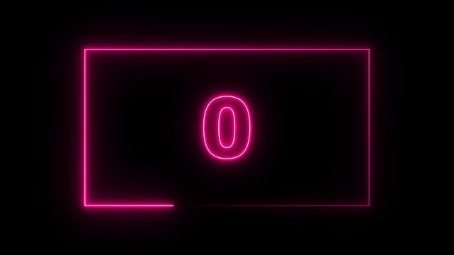 Neon 5 to 0, Ten to zero countdown light glow neon animation running animated numbers 5-0, 5 to 0 second modern digital countdown 4K timer neon light style on a black background ...